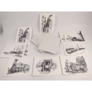 10 Hasty Note Cards Canadian Historical Drawings Art Prints Tonia Marks 1960s